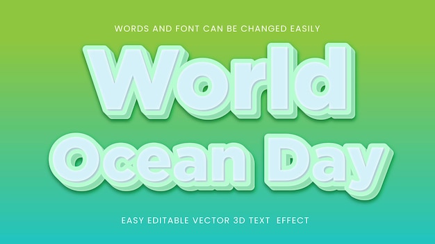 Vector ocean day 3d text effect style font