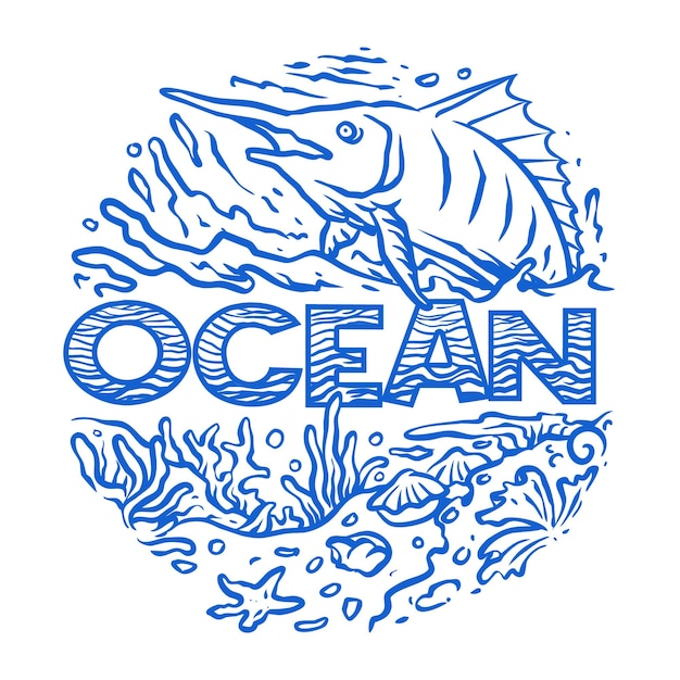 Vector vector of ocean fish solid line art illustration