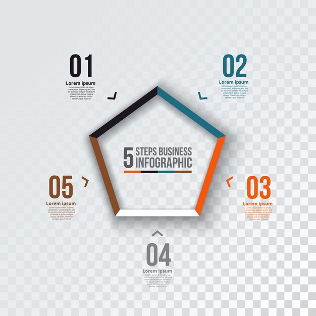 Diagramma ycle infografico ottagono vettoriale con 5 opzioni processtransparent sfondo