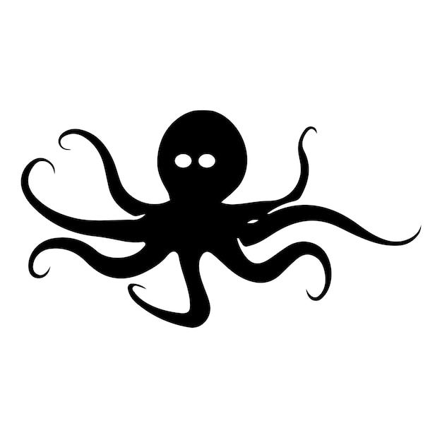 Vettore octopus vettoriale in disegno cartone animato arti monocromatiche del mostro marino kraken vettoriale