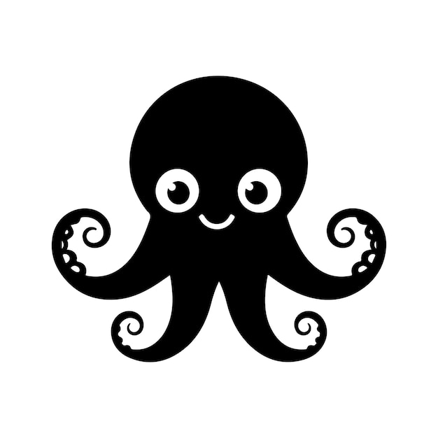 Vector octopus illustration beautifully painted octopus black lines on a white background