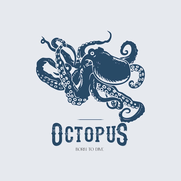 Vector octopus silhouette logo vector illustration