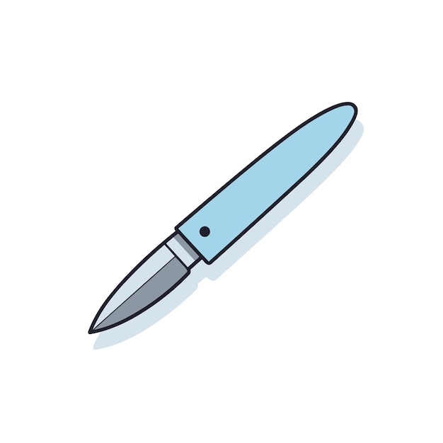 ベクトル 白い背景に黒いハンドルを持つ青いナイフのベクトル