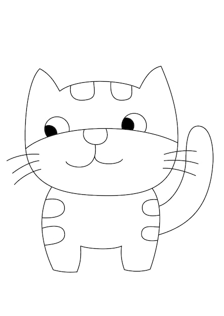 Вектор Вектор милого мультфильма кошка в черно-белом раскрашивании страниц