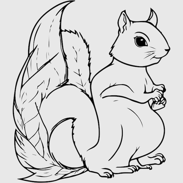 Вектор Вектор контурного дизайна cute squirrel