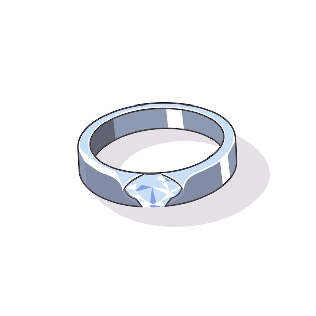 벡터 흰색 배경에 다이아몬드 반지의 벡터