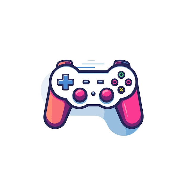 赤とピンクのデザインのビデオゲームコントローラのフラットアイコンベクトルのベクトル