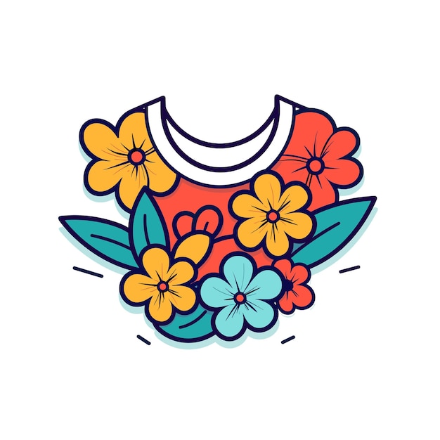 Вектор Вектор цветочной рубашки с яркими цветами и листьями