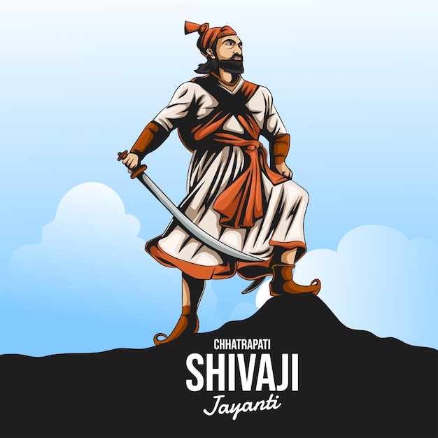Chhatrapati Shivaji Maharaj Jayanti 인도 마라타 전사 왕의 벡터