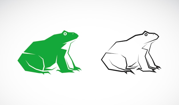 白い背景の上の緑のカエルのデザインのベクトル。両生類。動物。カエルのアイコン。簡単に編集可能なレイヤードベクトルイラスト。