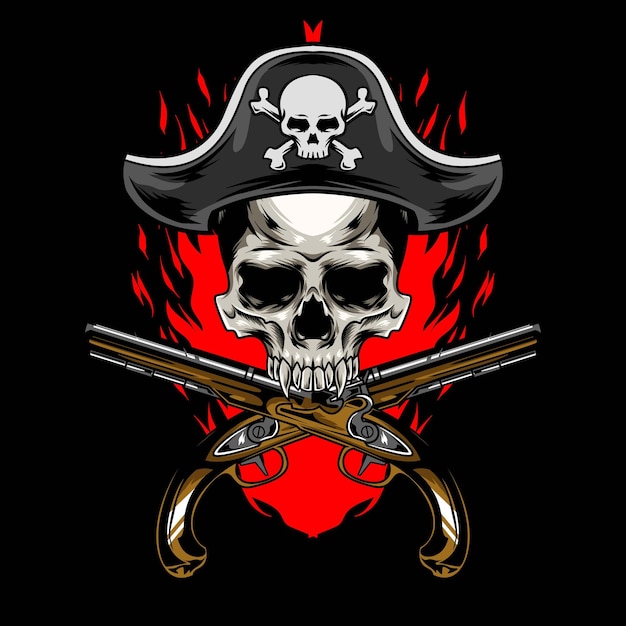 海賊スカルのロゴ イラストのベクトル