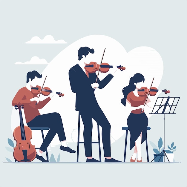ベクトル フラットデザインのスタイルでバイオリンを演奏している人のベクトル
