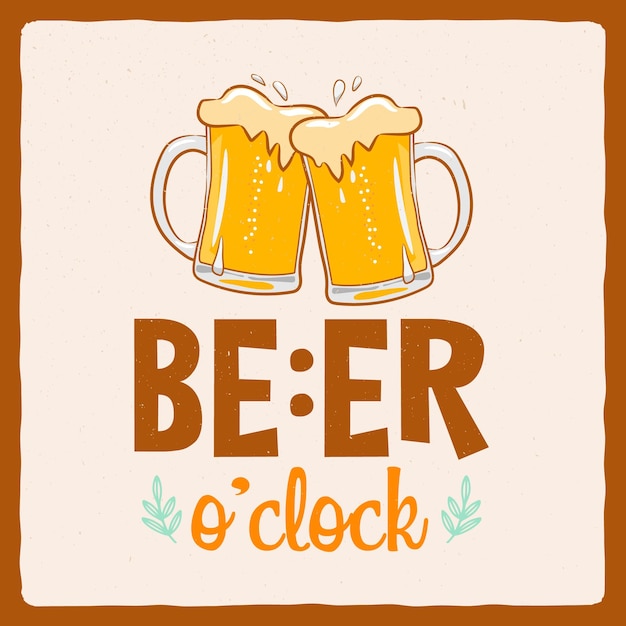 Vector Oktoberfest bier o klok met bier glas typografie ontwerp