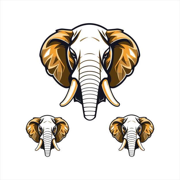 Vector olifant mascotte logo sjabloon met witte achtergrond