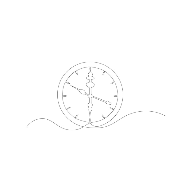 하나의 연속적인 선에서 터 아날로그 시계 미니멀리즘 개념의 비즈니스 기한