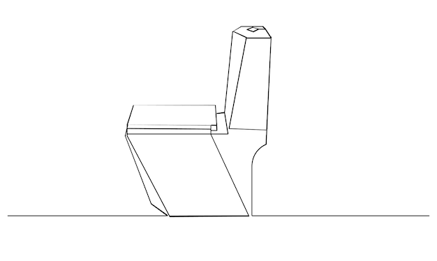 Vector vector one continuous line drawing of flush toilet concept of hyginic sanitization