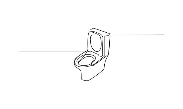 Vector vector one continuous line drawing of flush toilet concept of hyginic sanitization