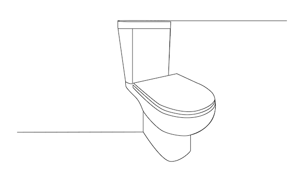 Vector one continuous line drawing of flush toilet concept of hyginic sanitization