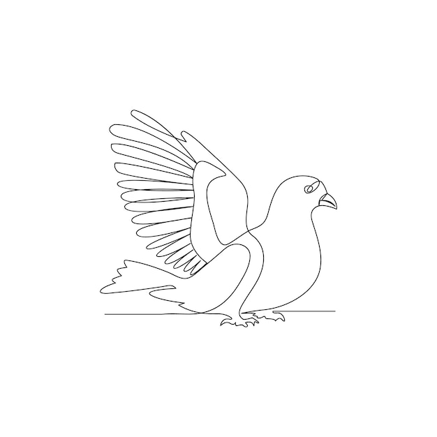 비둘기 새의 터 1 연속 선 그림 미니멀한 윤 디자인 편집 가능한 스트로크