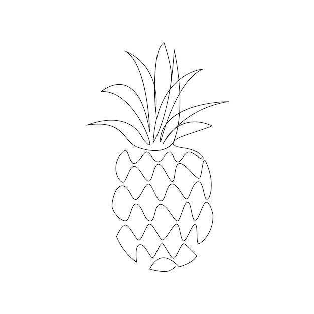 Vector vector in one continuous line drawing of pineapple minimalist hand drawn line art pro design