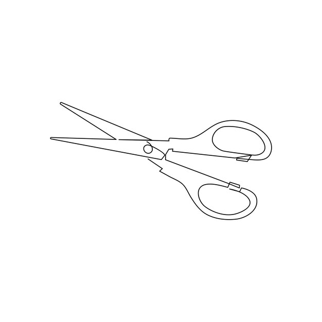 Vector in one continuous line drawing of scissors concept of sewing isolated on white background