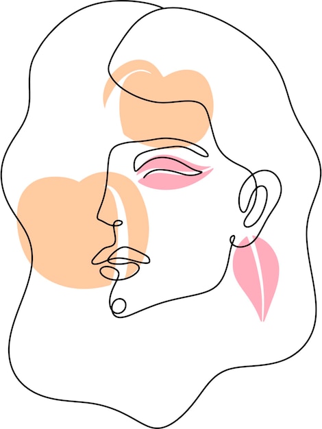 Vector one line art woman portrait. Beauty illustration.