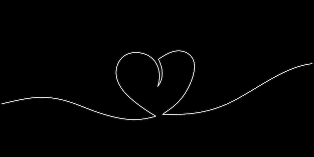 Vector one line drawing of heart stroke image Love sketch symbol