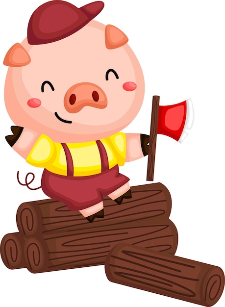 A vector of one of the pig in the three little pigs story