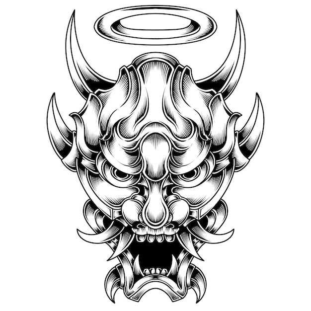 Vector vector oni mask japanese tattoo