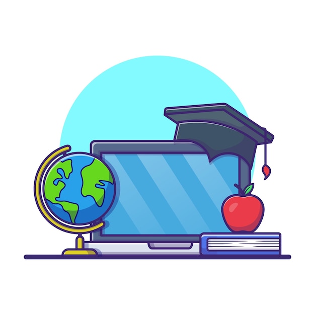 Vector online education cartoon icon illustration. education technology icon concept isolated.