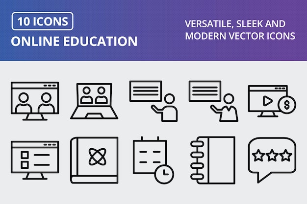 Vector online education icon set