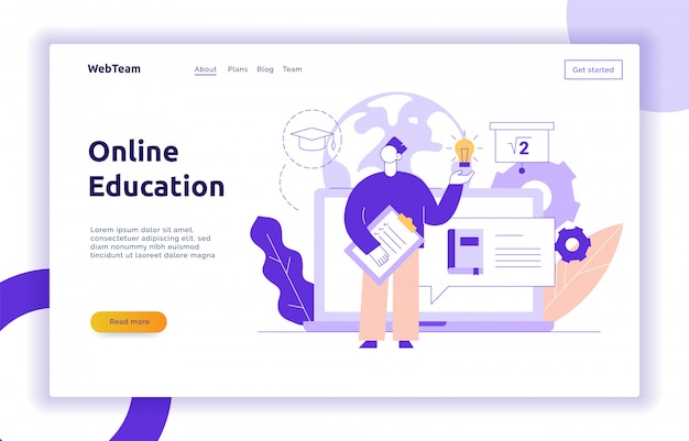 Vector online education web page banner concept