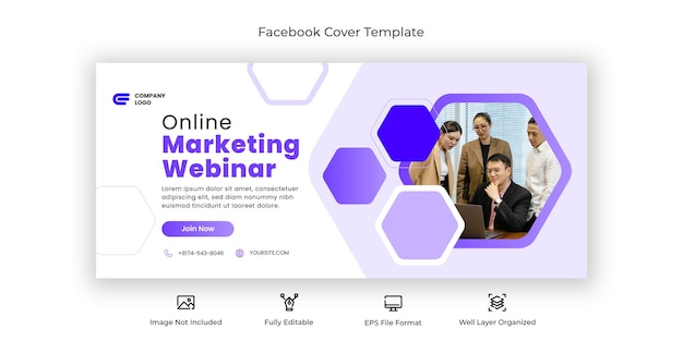 vector online marketing webinar facebook cover banner template