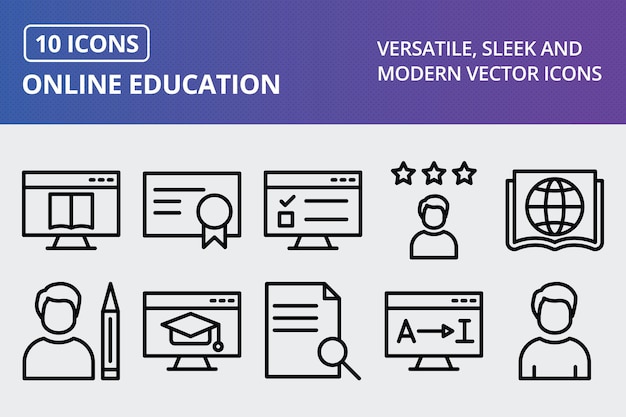 Vector online onderwijs icon set