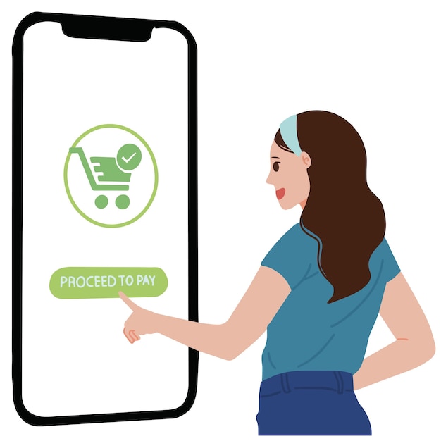 Vector vector online shopping card less payment by phone design illustration