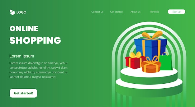 vector online shopping landing page