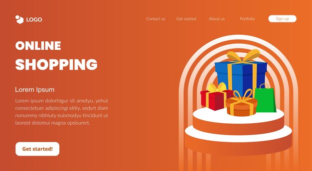 vector online shopping landing page