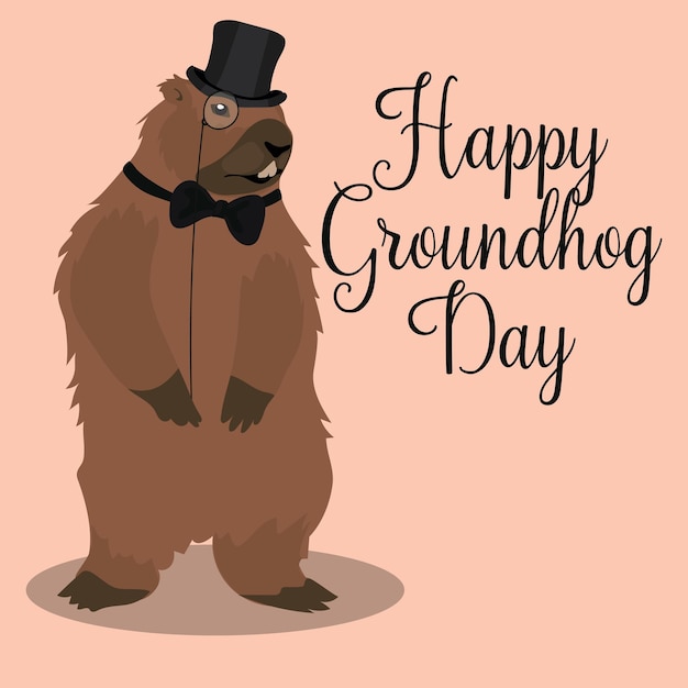 Vector ontwerp van Groundhog Day drukkerij voor wenskaarten en posters De inscriptie