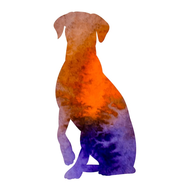 Vector op een witte achtergrond aquarel silhouet van een hond