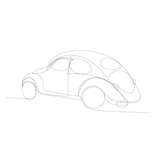 Vector op een witte achtergrond enkele ononderbroken lijntekening van een auto