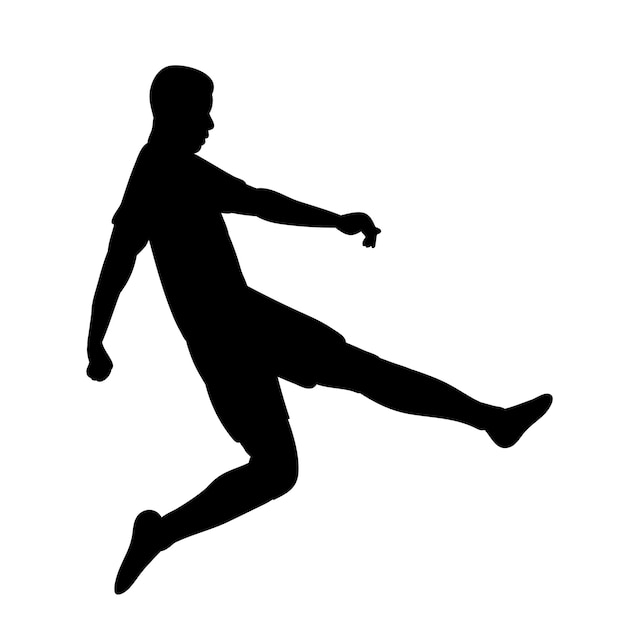 Vector op een witte achtergrond mannelijke voetballer zwart silhouet