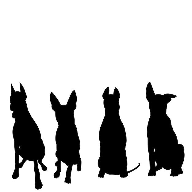 Vector op een witte achtergrond pictogram zwart silhouet van een hond zitten