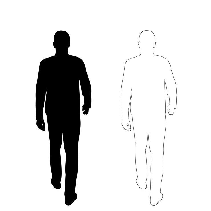 Vector vector op witte achtergrond man gaat zwart silhouet