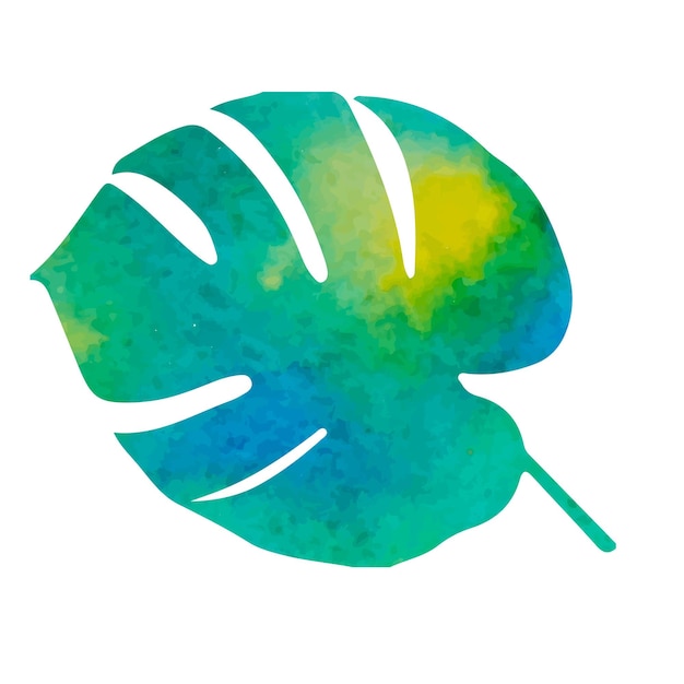 Vector vector op witte achtergrond pictogram silhouet van aquarel palm leaf