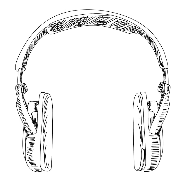 Vector vector op witte achtergrond schets van koptelefoon muziek