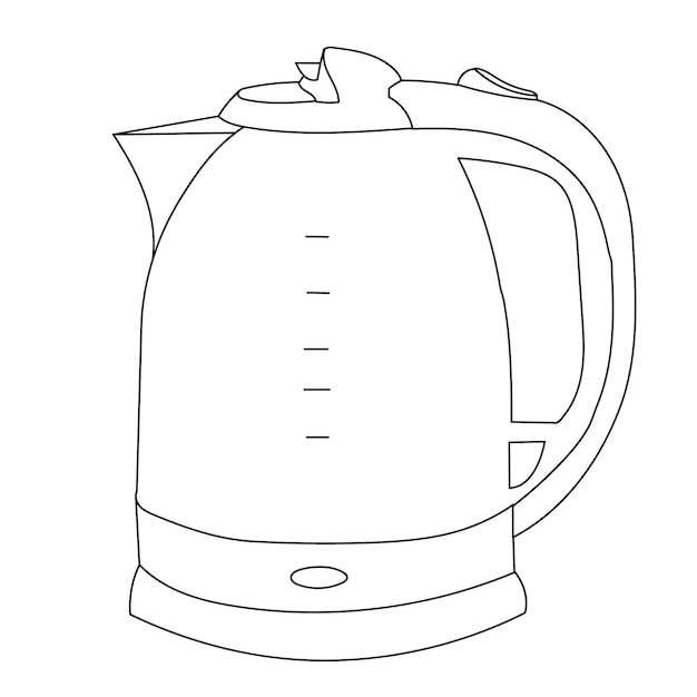 Vector op witte achtergrond schets waterkoker contour