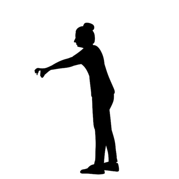 Vector op witte achtergrond silhouet van een meisje dat haar handen trekt