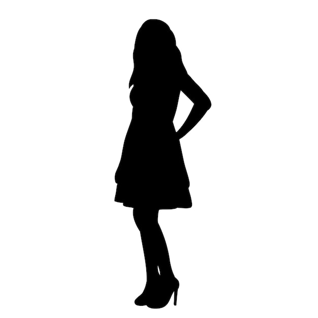 vector op witte achtergrond silhouet van een meisje staat