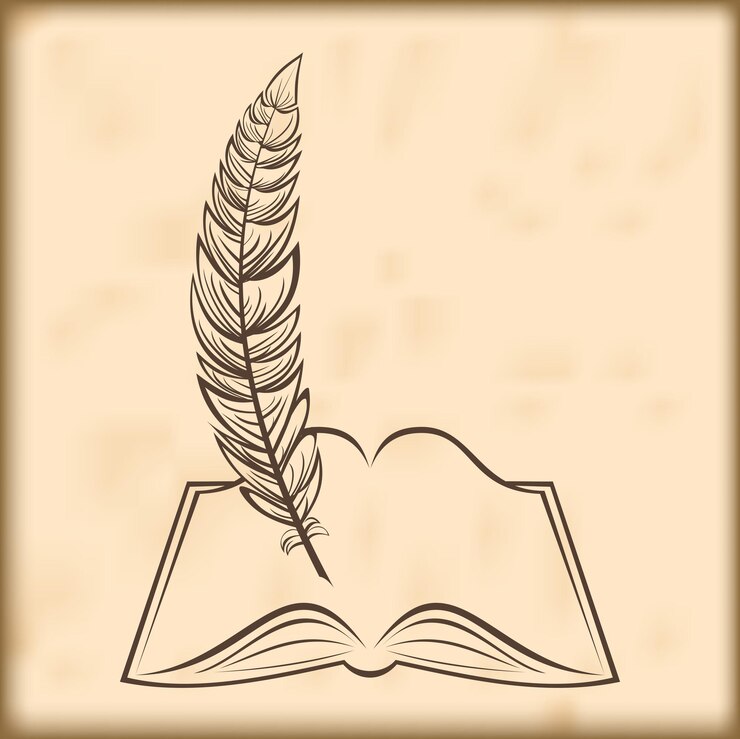 Вектор векторная открытая книга и перо