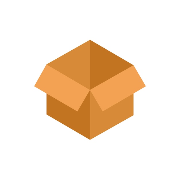 Vector open cardboard icon in flat style